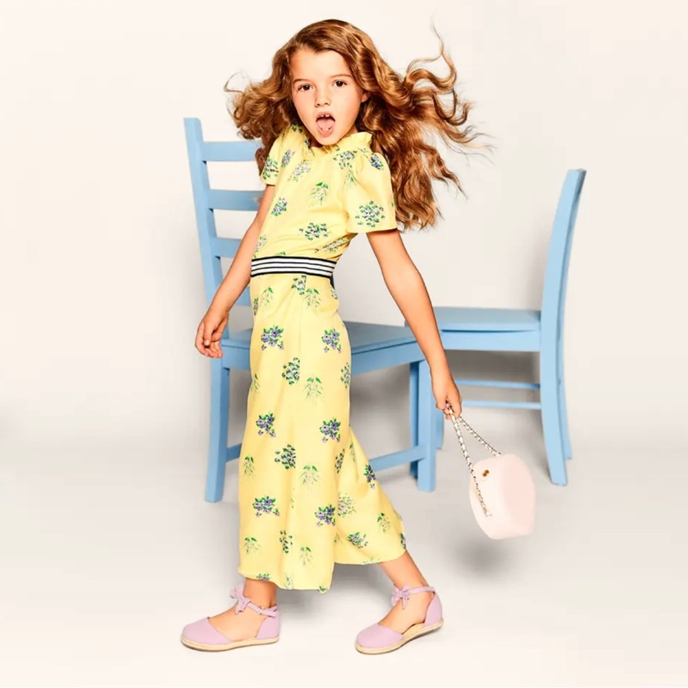 JANIE & JACK Yellow Floral Garden Satin Jumper Girl's Size 4